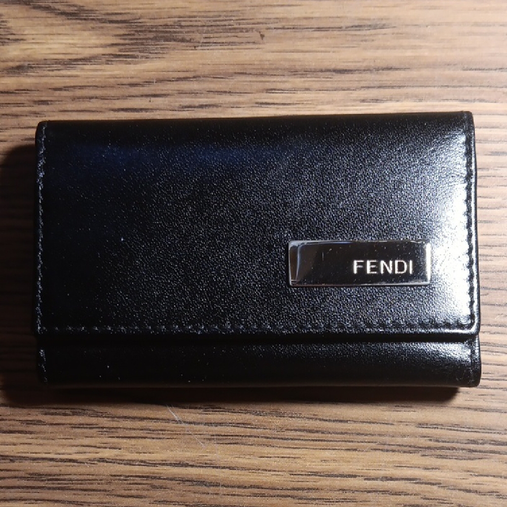 Fendi Black Leather Key Holder